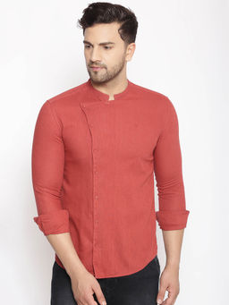 SHOWOFF - Men's Lenin Maroon Solid Slim Fit Shirt