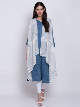 Biba - Blue Solid Kurta With Shrug (Set of 2)