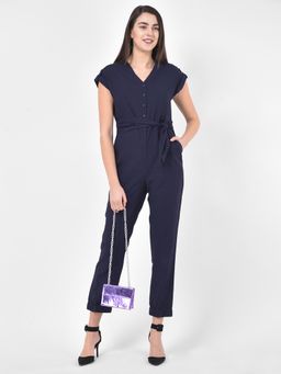 Latin Quarters - Navy Blue Solid Jumpsuit