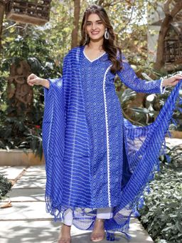 Lavanya The Label - Blue Muga Silk Kurta (Set of 2)