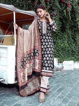 Lavanya The Label - Black Chanderi Kurta Sets (Set of 3)
