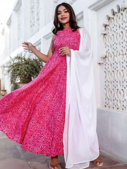 Lavanya The Label - Pink Cotton Bandhej Suit (Set of 3)