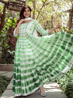 Lavanya The Label - Green Tie-Dye Anarkali (Set of 3)