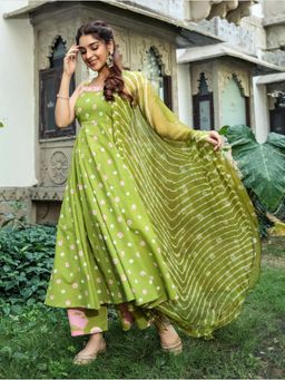 Lavanya The Label - Green Bandhani Cotton (Set of 2)