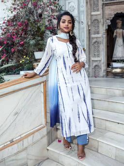 Lavanya The Label - Blue Shibori Suit (Set of 3)