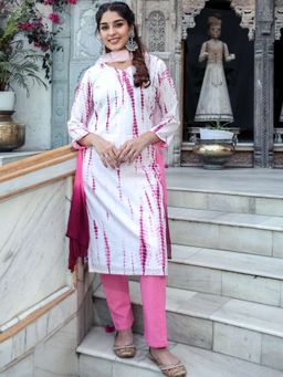 Lavanya The Label - Pink Shibori Kurta (Set of 2)