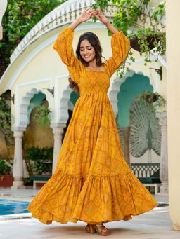 Lavanya The Label - Mustard Printed Dress