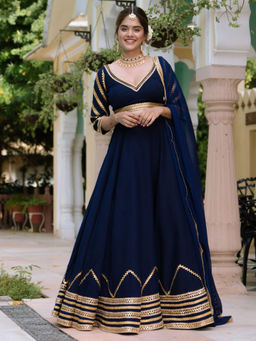 Lavanya The Label - Blue Lace Lehenga (Set of 3)