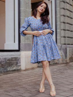 Lavanya The Label - Blue Printed Dress