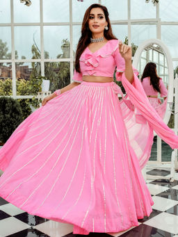 Lavanya The Label - Pink Gota Lehenga Choli With Dupatta (Set of 3)