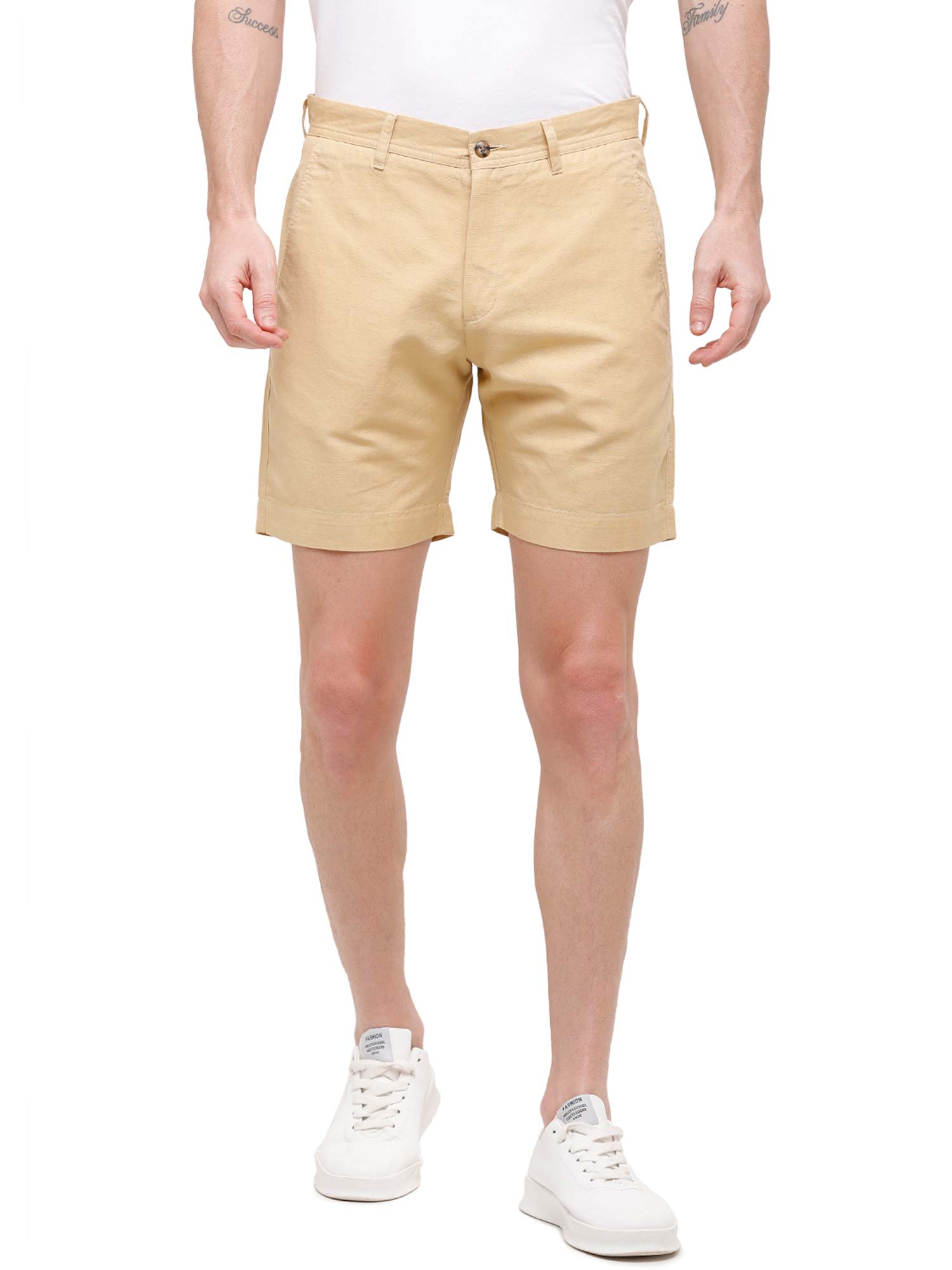 Buy Linen Club Beige Solid Casual Slim 