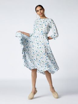 Okhai - Eos Embroidered Cotton Hand Block Printed Dress