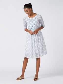 Okhai - Lyra White Embroidered Cotton Cambric Dress