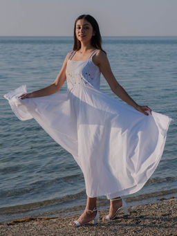 Okhai - 'Gleam' Embroidered Cotton Dress