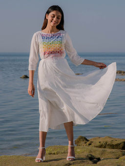 Okhai - 'Whimsical' Embroidered Cotton Dress