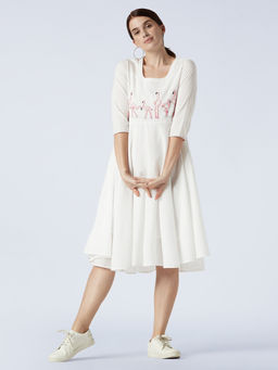 Okhai - White Pullicat Cotton Cambric Hand Embroidered Dress