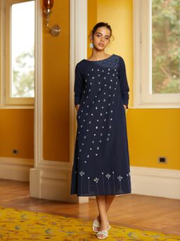 Okhai - Indigo Embroidered Dress