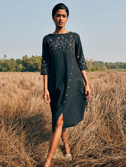 Okhai - Purpose Hand Embroidered Mirror Work Pure Cotton Dress