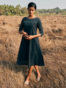 Okhai - Secrecy Hand Embroidered Mirror Work Pure Cotton Dress