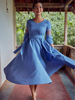 Okhai - 'Sensation' Hand Embroidered Mirror Work Pure Cotton Dress