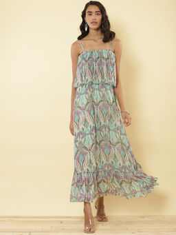 Label Ritu Kumar - Printed Strappy Long Dress