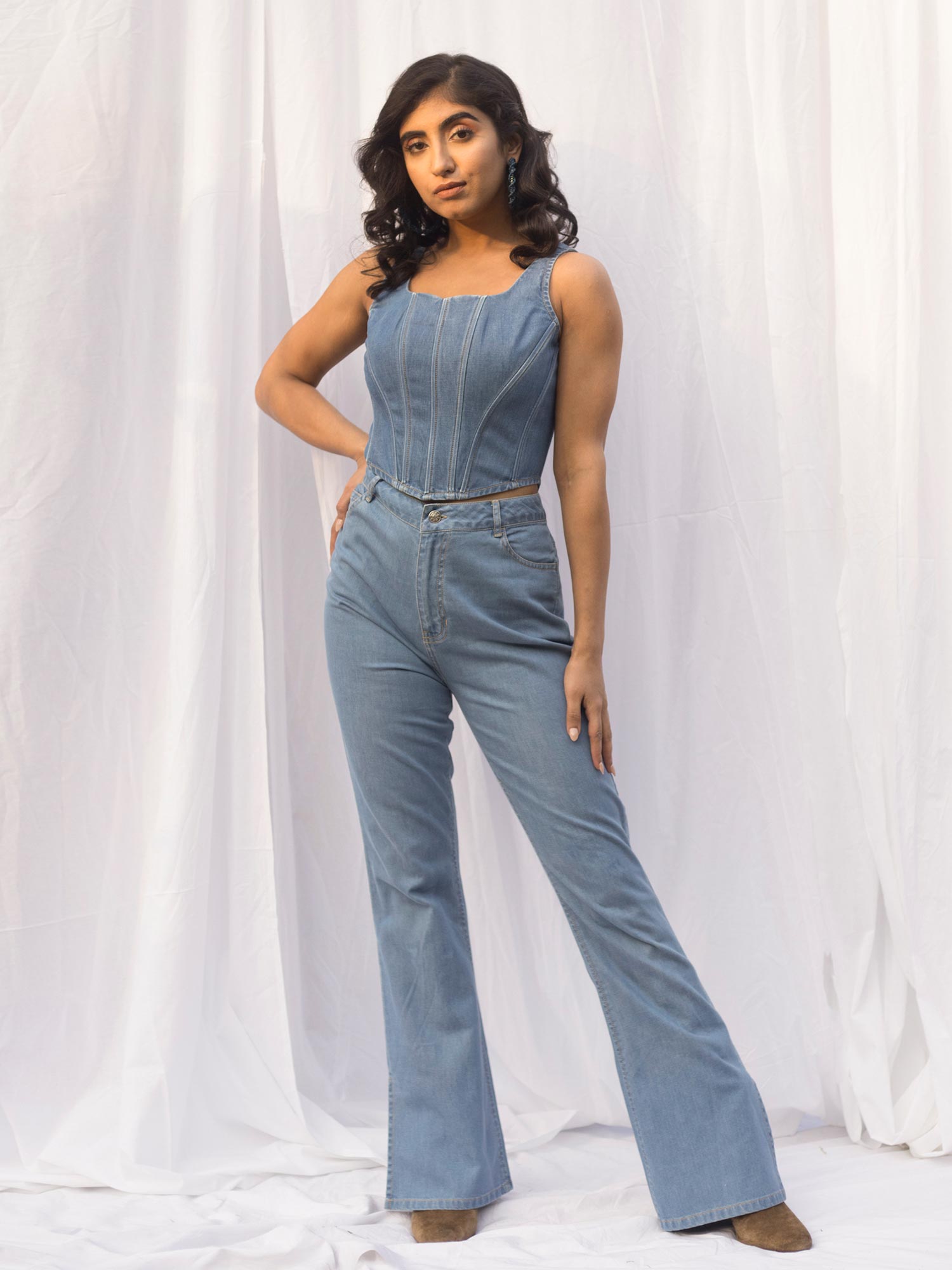 Lea Clothing Fiona Denim Corset Top 