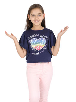 One Friday - Navy Blue Printed Top