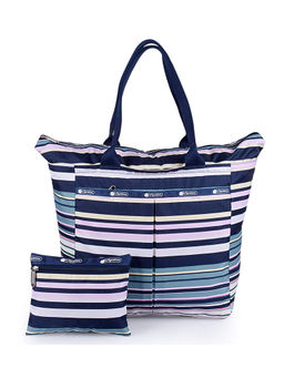 LeSportsac - BEACH STRIPE White & Blue Color Soft Medium Size Tote Bag - 7891.D828