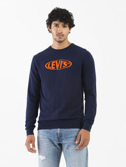 Levi's - Men Navy Blue Orange Pullover Sweater