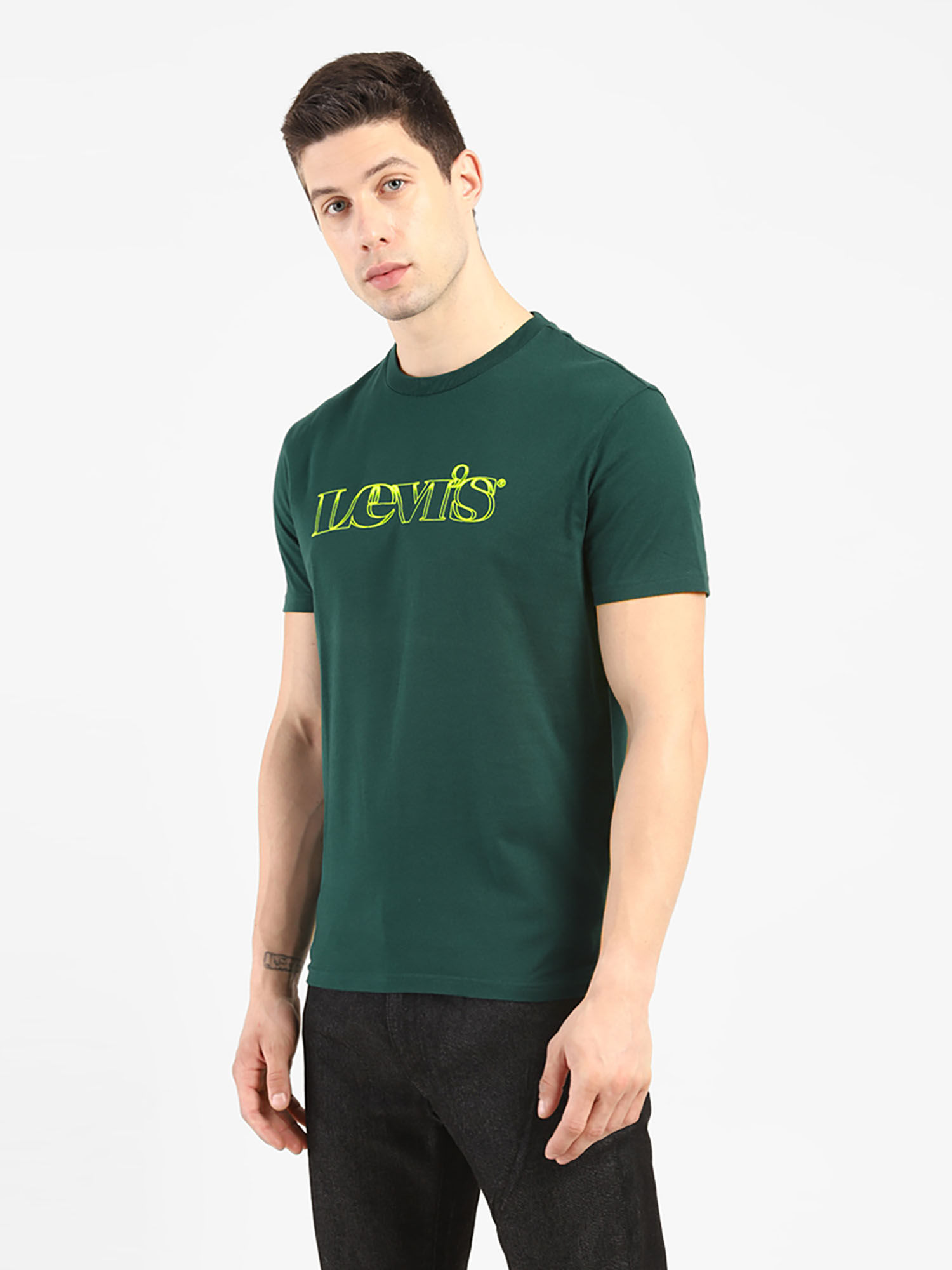 Buy Levi's Men Green Round Neck T-shirt 