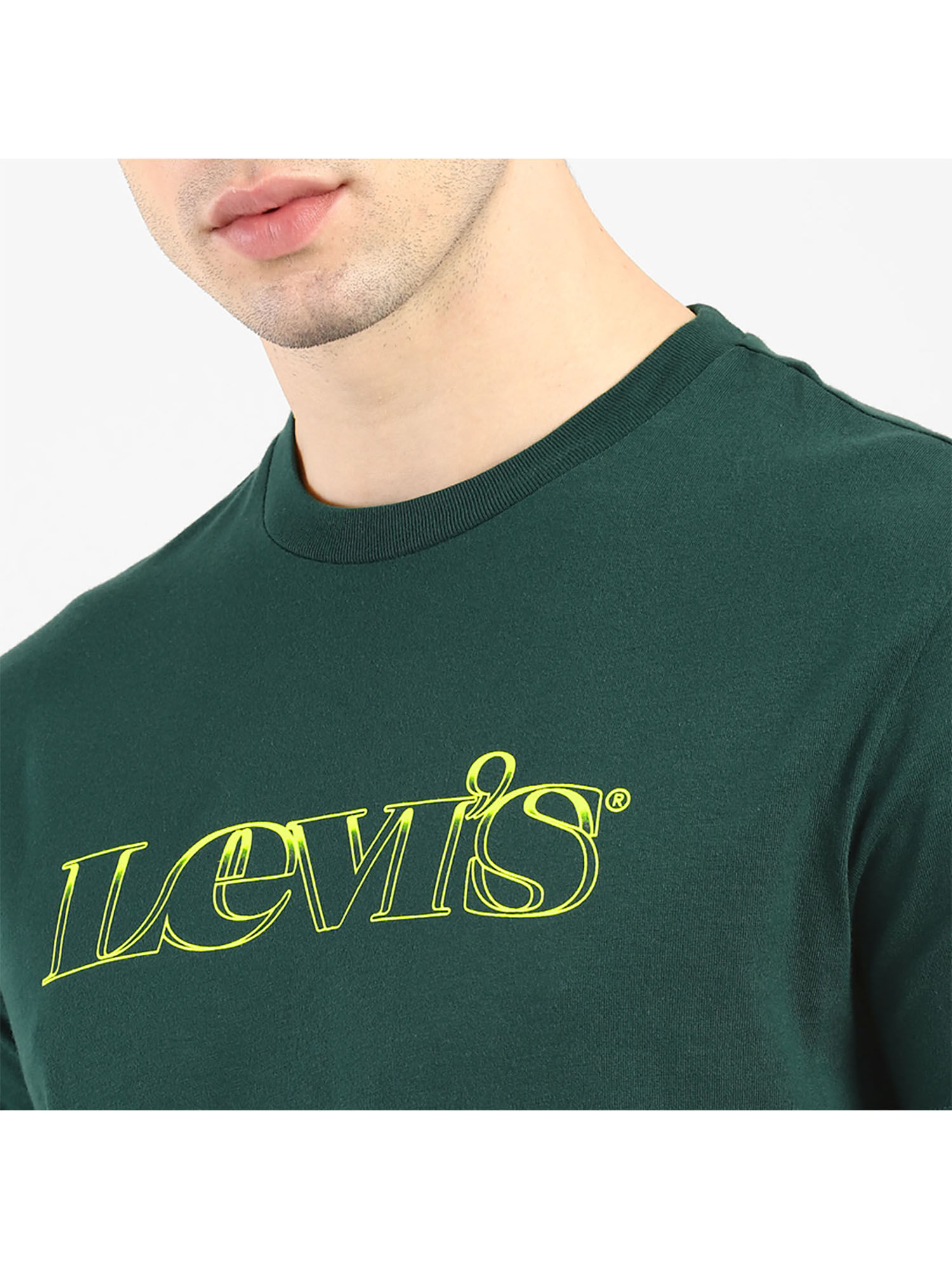 Buy Levi's Men Green Round Neck T-shirt 