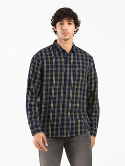 Levi's - Men's Red Tab Checkered Slim Fit Shirt (Levi's Men Navy Blue Yellow Slim Fit Casual Shirt
