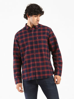 Levi's - Men Red Navy Blue Red Slim Fit Casual Shirt