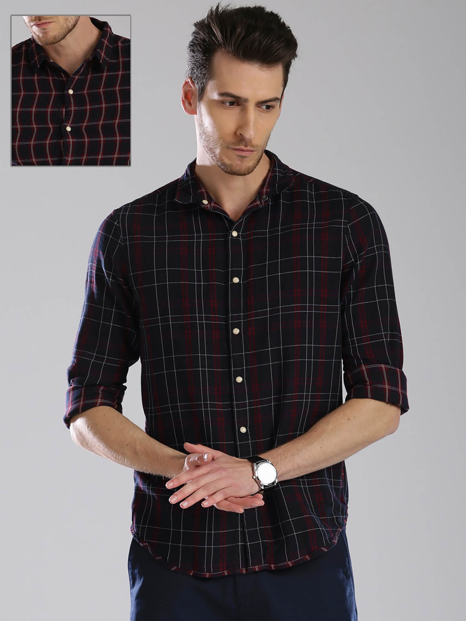 Regular Fit Men Reversible Shirt 