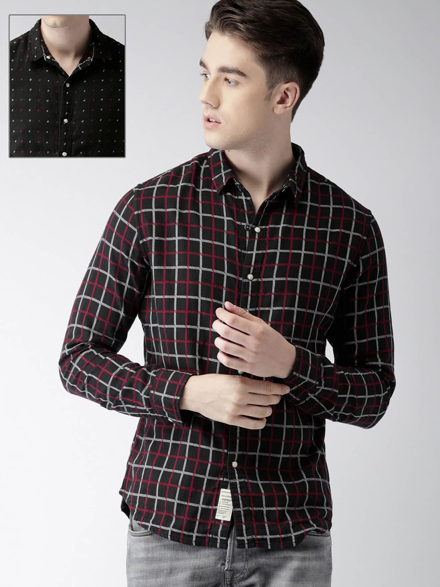 Men Slim Fit Reversible Shirt 