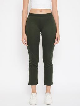 CRIMSOUNE CLUB - Olive Solid Skinny fit Track Pants