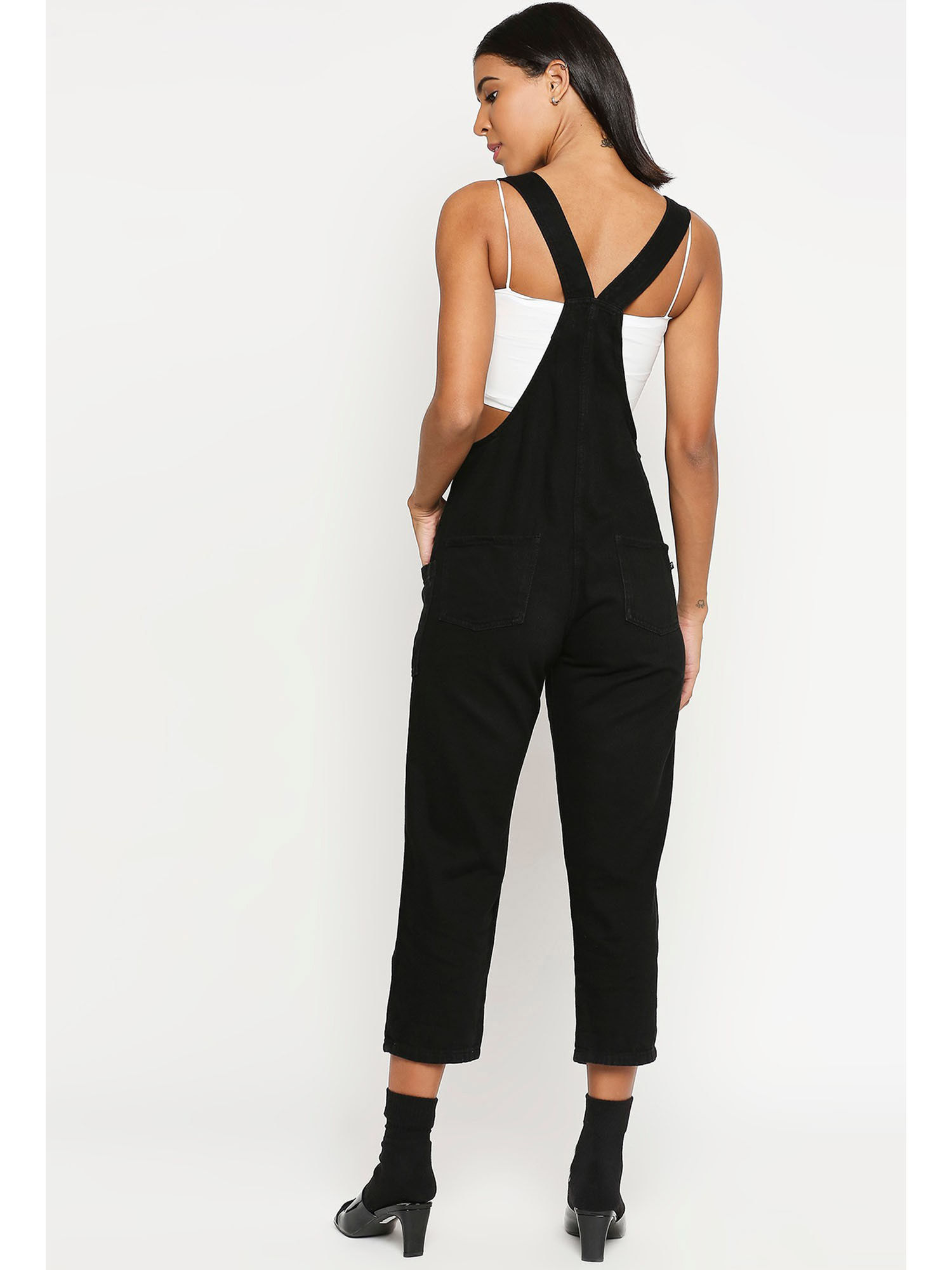 Love Gen Salopettes Black Long Dungaree 
