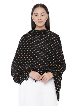 Pashmoda - Black Pure Wool Hand Embroidered Shawl