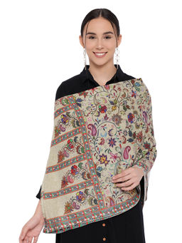 Pashmoda - Beige Pure Wool Kalamkari Shawl