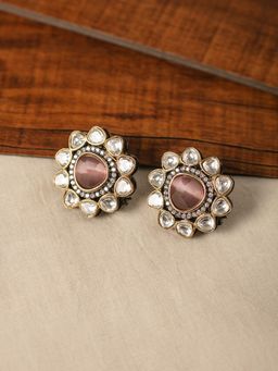 Likha - White & Purple Looking Pretty Stud Earrings
