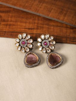 Likha - White & Purple Flower On My Mind Earrings