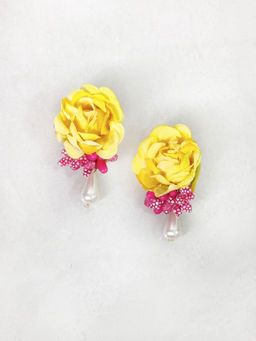 Lime By Manika - Floral Yellow Earrings