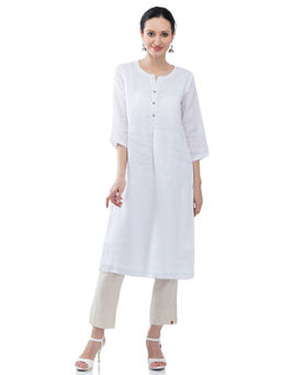 Biba - White Solid Kurta