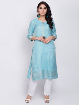 Biba - Blue Solid Kurta