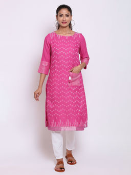 Biba - Pink Woven Kurta