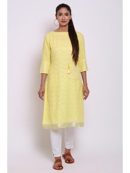Biba - Yellow Printed Kurta