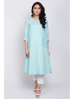 Biba - Blue Solid Kurta