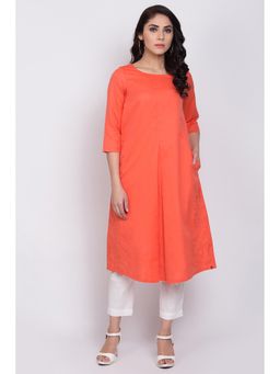 Biba - Orange Solid Kurta