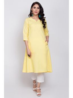 Biba - Yellow Solid Kurta