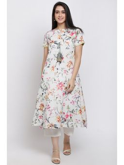 Biba - White Floral Kurta
